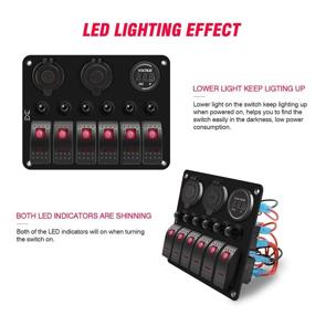 img 2 attached to ⚓️ FXC Waterproof Marine Boat Rocker Switch Panel 6 Gang: Dual USB, Cigarette Lighter, LED Voltmeter - Overload Protection for Car, RV, Truck (6 Gang Red LED)