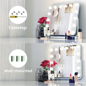 img 1 attached to 💄 CLARFY Vanity Mirror with Lights: 360° Rotation, 23-inch Hollywood Makeup Mirror with Dimmable LED, USB Output, Touch Control, and 10X Magnifying - Tabletop or Wall-Mounted