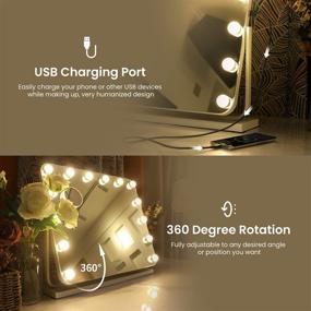 img 2 attached to 💄 CLARFY Vanity Mirror with Lights: 360° Rotation, 23-inch Hollywood Makeup Mirror with Dimmable LED, USB Output, Touch Control, and 10X Magnifying - Tabletop or Wall-Mounted