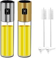 100ml stainless steel oil sprayer set for cooking and grilling - 2 pack, dispenser bottle for roasting, bbq, salad, with pp brush and oil funnel logo