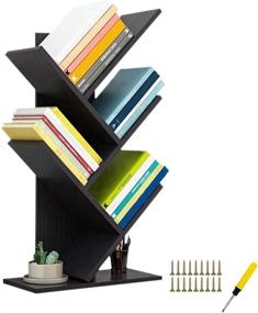 img 4 attached to QUMENEY Bookshelf Tower 5 Shelf Bookcase Furniture