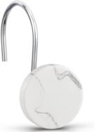 🚿 chictie white marble shower curtain hooks - set of 12, stainless steel rust-proof round stone shower hangers for bathroom curtains rods logo