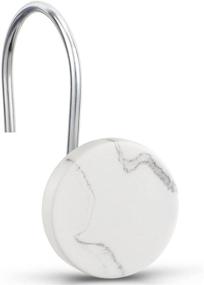 img 4 attached to 🚿 CHICTIE White Marble Shower Curtain Hooks - Set of 12, Stainless Steel Rust-Proof Round Stone Shower Hangers for Bathroom Curtains Rods