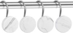 img 3 attached to 🚿 CHICTIE White Marble Shower Curtain Hooks - Set of 12, Stainless Steel Rust-Proof Round Stone Shower Hangers for Bathroom Curtains Rods