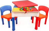 3 in 1 smart activity table and chair set - craft, construct, and play with building blocks - includes storage area logo