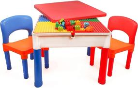 img 4 attached to 3 in 1 Smart Activity Table and Chair Set - Craft, Construct, and Play with Building Blocks - Includes Storage Area