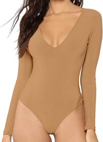 img 4 attached to Stylish MANGDIUP Women's Leotard Bodysuit Jumpsuit: Trendy Women's Clothing