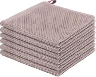 🍽️ set of 6 reusable cotton waffle weave kitchen dish cloths – ultra soft & absorbent towels for quick drying – 12x12 inches, brown logo