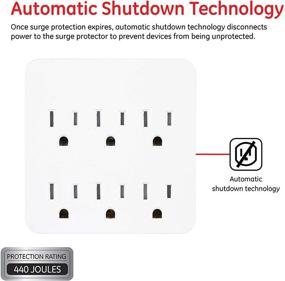 img 3 attached to 🔌 GE 6-Outlet Extender Surge Protector: Tamper-Resistant Safety Outlets with Automatic Shutdown Technology - 440 Joules, Ideal for Holiday Lighting/Decorations - 3-Prong, White (37155)