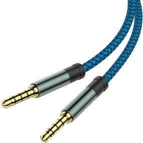 img 4 attached to 🔵 2 Pack TRRS 3.5mm Audio Cable - 5Ft MCSPER Nylon Braided Aux Cord with Mic, Car Home Stereos, Speaker, Headphones - Compatible with Sony (Blue)