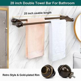img 3 attached to 🛁 TONIAL Double Towel Bar: Wall-Mounted Hand and Bath Towel Holder, Bronze Finish, Total Length 28 Inch