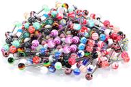 xpircn 14g tongue rings: stainless steel & acrylic flexible tongue piercing jewelry (100-120pcs) logo