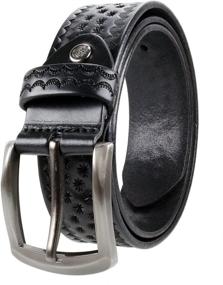 img 4 attached to 👔 Gelante Men's Leather Belt 38003 Black L - Stylish and Durable Men's Accessories and Belts