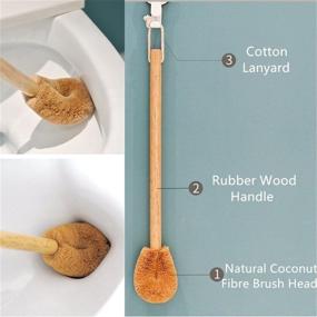 img 3 attached to 2 Pack Toilet Brush Set: Natural Coconut Fibre Bowl Cleaning Brushes with Wood Handle for Bathroom Toilet