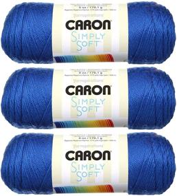 img 1 attached to 🧶 3-пачка пряжи Caron Simply Soft Solids в королевском синем (H97003-9767)