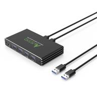 4-портовый переключатель usb 3.1 / 3.0 selector kvm switch для 2 компьютеров - периферийный переключатель, хаб с кнопкой one-button swapping, ик-пультом ду и 2 кабеля usb а на а логотип