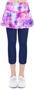 img 1 attached to ZukoCert Girls Footless Ruffle Black Skirt Pants: Stretchy Leggings for 4-10 Years Navy Girls