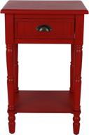 chic antique red 1-drawer accent table: décor therapy bailey bead board, 14x17x26.5 логотип