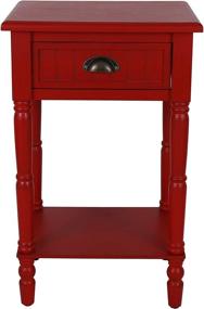 img 4 attached to Chic Antique Red 1-Drawer Accent Table: Décor Therapy Bailey Bead board, 14x17x26.5