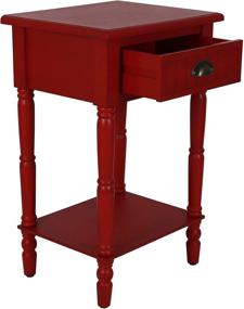 img 3 attached to Chic Antique Red 1-Drawer Accent Table: Décor Therapy Bailey Bead board, 14x17x26.5