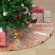 🎄 rose gold sequin christmas tree skirt - 24 inches sparkly small tree skirt with glitter ornaments for holiday party decor логотип