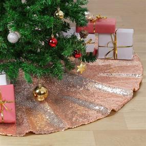 img 4 attached to 🎄 Rose Gold Sequin Christmas Tree Skirt - 24 Inches Sparkly Small Tree Skirt with Glitter Ornaments for Holiday Party Decor