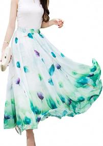 img 2 attached to 🌸 Women's Floral Maxi Chiffon Long Skirts - Full Length Beach Skirt by Sinono