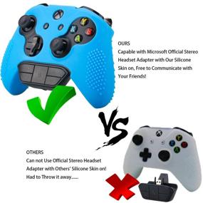 img 2 attached to 9CDeer Silicone Cover Skin Sleeve Case with Studs and Thumb Grips 🎮. Analog Caps for Xbox One/S/X Controller Blue - Compatible with Official Stereo Headset Adapter
