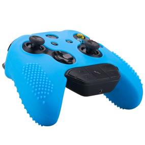 img 1 attached to 9CDeer Silicone Cover Skin Sleeve Case with Studs and Thumb Grips 🎮. Analog Caps for Xbox One/S/X Controller Blue - Compatible with Official Stereo Headset Adapter