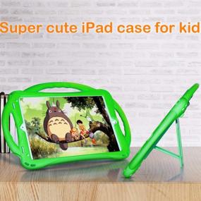 img 3 attached to 📱 TopEsct iPad Mini Case Kids Shockproof Handle Stand Cover with Tempered Glass Screen Protector - Green | Compatible with iPad Mini, Mini 2, Mini 3, and iPad Mini Retina Models