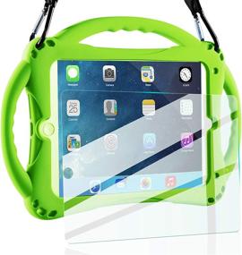 img 4 attached to 📱 TopEsct iPad Mini Case Kids Shockproof Handle Stand Cover with Tempered Glass Screen Protector - Green | Compatible with iPad Mini, Mini 2, Mini 3, and iPad Mini Retina Models