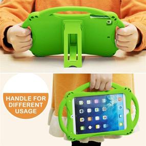 img 1 attached to 📱 TopEsct iPad Mini Case Kids Shockproof Handle Stand Cover with Tempered Glass Screen Protector - Green | Compatible with iPad Mini, Mini 2, Mini 3, and iPad Mini Retina Models