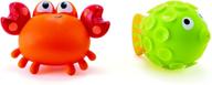 silicone and non-toxic rock pool squirters for baby and toddler bath time - colorful water spouting crab and fish with suction base logo