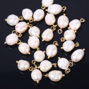 img 3 attached to 💍 Bulk 6 PCS White Baroque Pearl Charms - Small Freshwater Pearls Pendant for Jewelry Making, 14K Gold Plated Wholesale