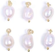 💍 bulk 6 pcs white baroque pearl charms - small freshwater pearls pendant for jewelry making, 14k gold plated wholesale logo