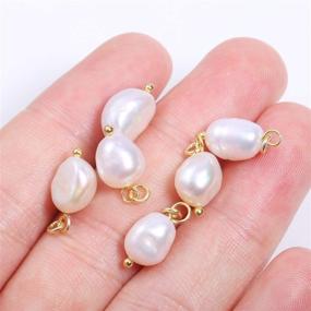 img 2 attached to 💍 Bulk 6 PCS White Baroque Pearl Charms - Small Freshwater Pearls Pendant for Jewelry Making, 14K Gold Plated Wholesale