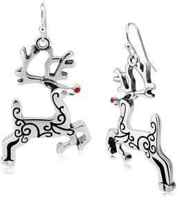 img 4 attached to 🦌 Vibrant Christmas Vintage Reindeer CZ Dangle Earrings - Perfect Holiday Gift for Women and Girls