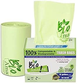 img 1 attached to 🌱 Bio Amazing - Eco-Friendly Compostable and Biodegradable Green Trash Bags, Ideal for Compost and Kitchen Organic Waste, Strong & Leak-Proof, Puncture Resistant, Fit Various Tall Kitchen Trash Can Shapes, 50 Count, 13 Gal/49.2 L