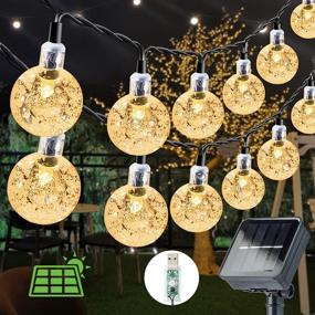 img 4 attached to 🌞 Enhance Your Outdoor Space with Solar String Lights - 60 LED 36ft Patio Lights with 8 Modes, Solar Powered/USB, Waterproof Crystal Ball Design for Patio, Lawn, Garden, Wedding, Party, Christmas Decor (Warm White)