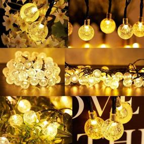 img 2 attached to 🌞 Enhance Your Outdoor Space with Solar String Lights - 60 LED 36ft Patio Lights with 8 Modes, Solar Powered/USB, Waterproof Crystal Ball Design for Patio, Lawn, Garden, Wedding, Party, Christmas Decor (Warm White)