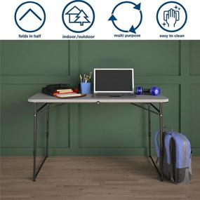 img 2 attached to 🌲 COSCO 4 ft. Fold-in-Half Portable Utility Table: Gray, Indoor/Outdoor Crafting, Tailgating, Camping+