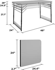 img 1 attached to 🌲 Компактный переносной складной столик COSCO 4 фута: серый, подходит для использования на открытом и закрытом воздухе, для ремесел, пикников, кемпинга+