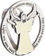 🌟 cathedral art abbey & ca gift glow in the dark guardian angel visor clip: illuminating your path, silver logo