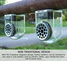 img 3 attached to 🔴 KNZ GoDuo Portable Bluetooth Speakers: True Stereo Sound, Magnetic Connectable Base, Water and Shock Resistant, 18 hr Playtime - Red