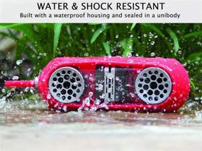 img 2 attached to 🔴 KNZ GoDuo Portable Bluetooth Speakers: True Stereo Sound, Magnetic Connectable Base, Water and Shock Resistant, 18 hr Playtime - Red