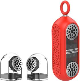 img 4 attached to 🔴 KNZ GoDuo Portable Bluetooth Speakers: True Stereo Sound, Magnetic Connectable Base, Water and Shock Resistant, 18 hr Playtime - Red