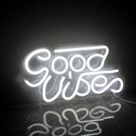 🎁 white led neon sign lights with usb decor - good vibes for bedroom, kidsroom, bar, apartment, shop - perfect gift for christmas, valentine's day, birthday party логотип