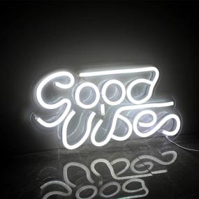 img 4 attached to 🎁 White LED Neon Sign Lights with USB Decor - Good Vibes for Bedroom, Kidsroom, Bar, Apartment, Shop - Perfect Gift for Christmas, Valentine's Day, Birthday Party