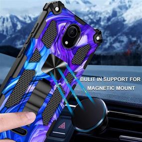 img 3 attached to 📱 Wiko Ride 2 Case: Heavy-Duty Shockproof Cover with Screen Protector, Magnetic Car Mount, Kickstand Holder - Purple Blue