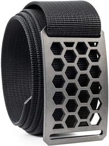 img 4 attached to Honeycomb Belts: Stylish Gunmetal Buckle Black Men's Accessories and Belts